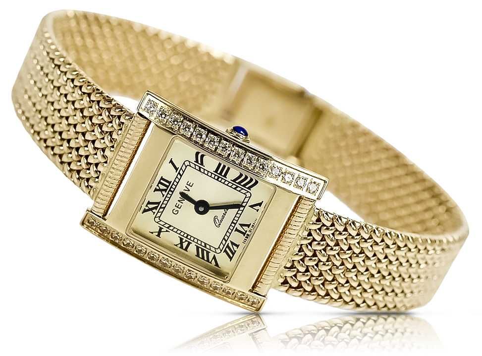 Złoty zegarek damski 14k 585 Geneve lw035ydgb&lwb003y
