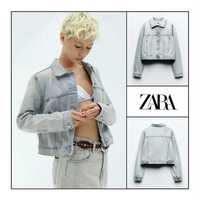 Джинсова куртка XS Zara нова колекція трендова укорочена жіноча