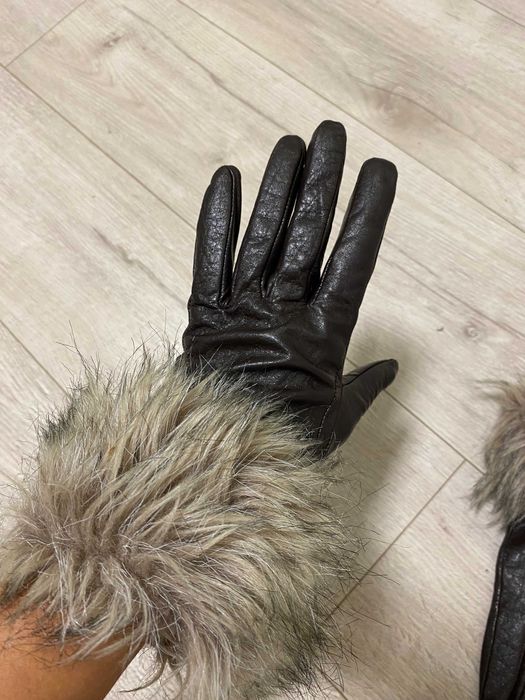 Кожаные женские перчатки с мехом phase eight, размер s