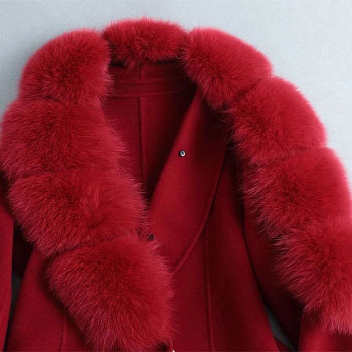 Kontantto plaszcz welna kaszmir futro z lisa xs-42