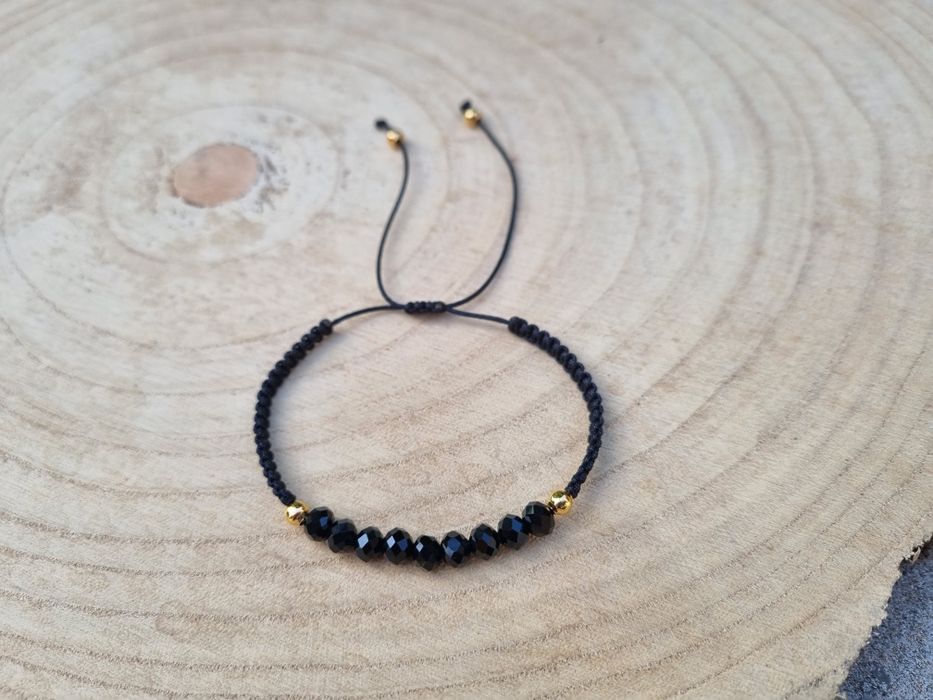 Czarna bransoletka makrama handmade rękodzieło