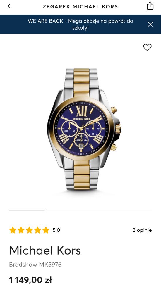 Okazja!!! Zegarek Michael Kors Model: Bradshaw MK5976