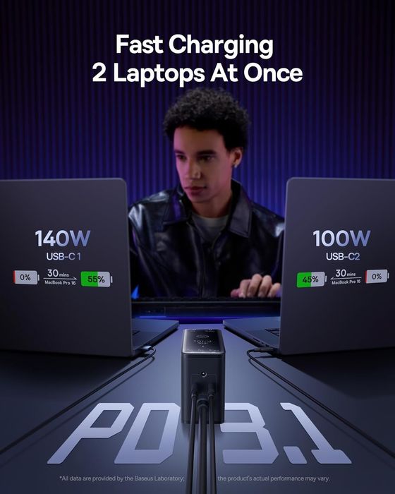 Зарядний пристрій Baseus Digital Fast GaN Charger 240W, розумний з APP