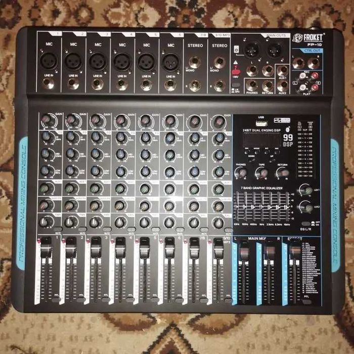 Микшер и микрофон, пульт микшерный Debra 10 Channels Audio Mixer DJ