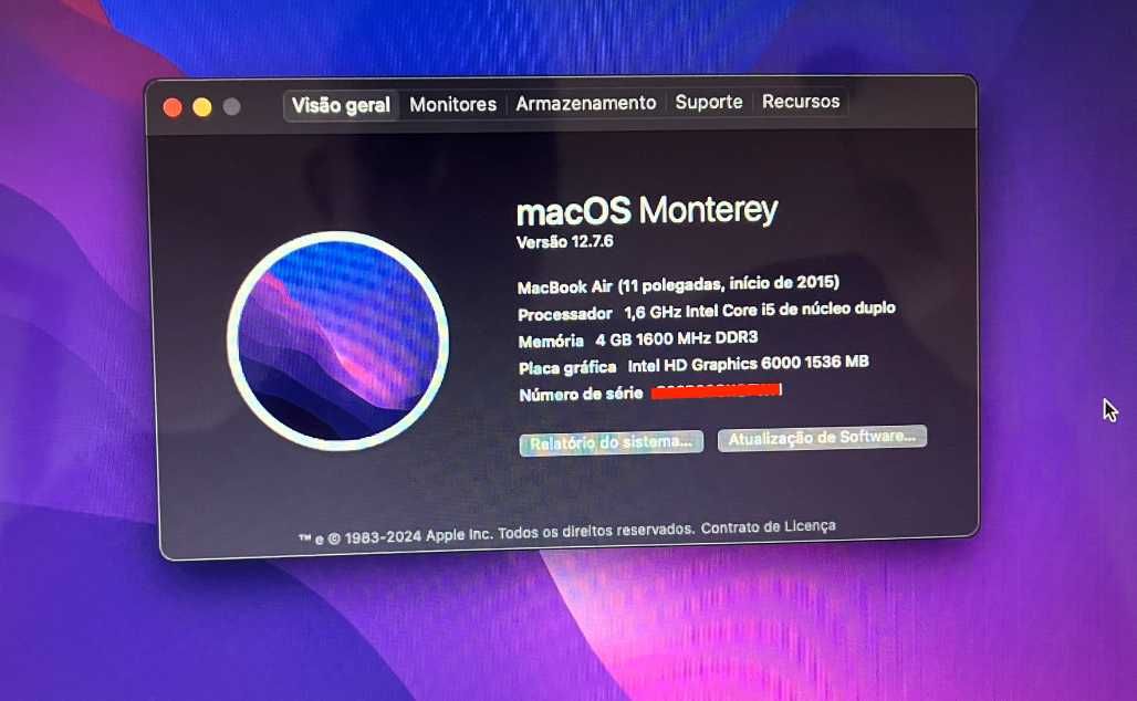 computador portátil Apple MacBook Air 11" 256 GB 2015 excelente estado