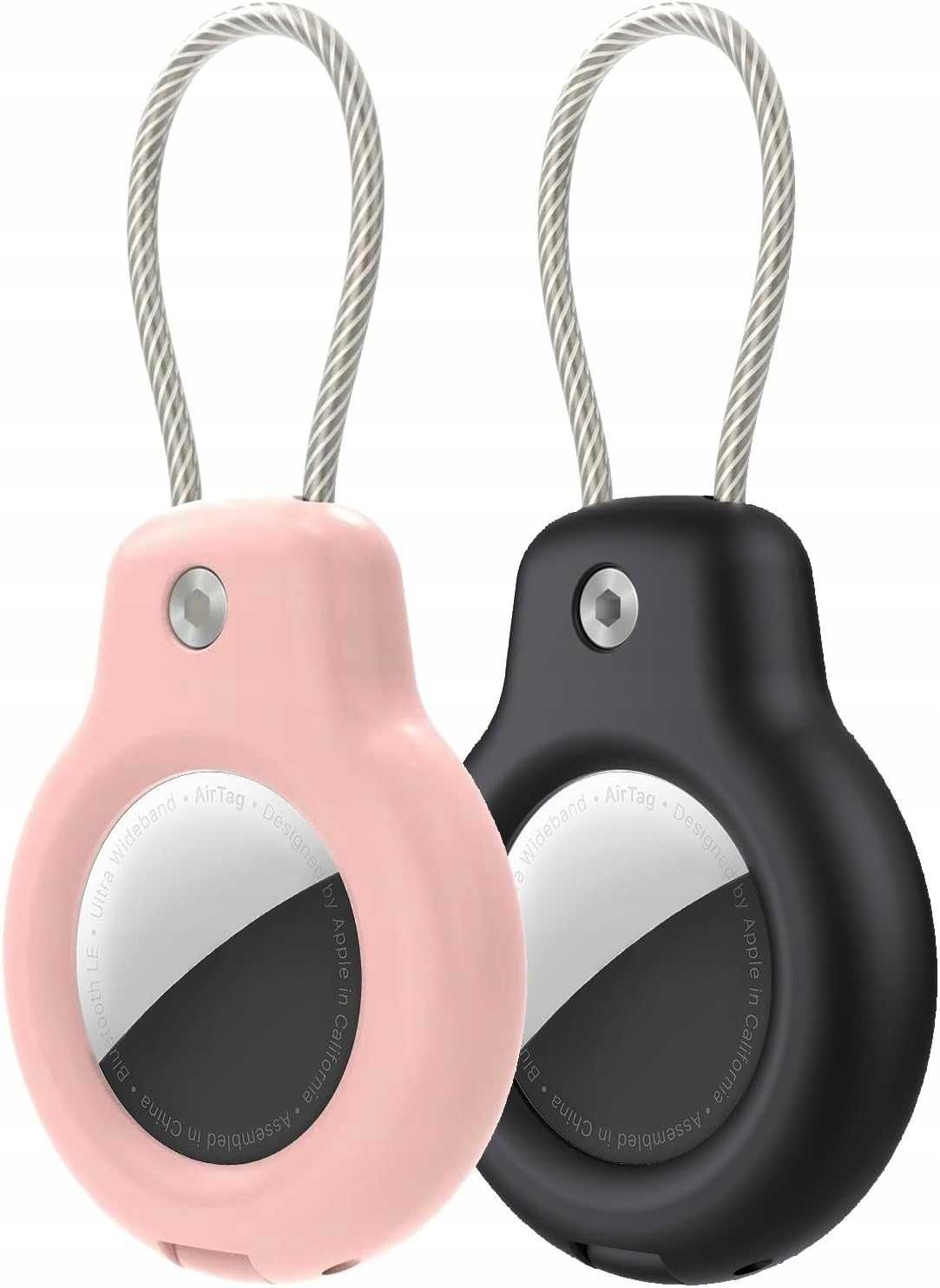 2 szt Etui brelok zawieszka bagażowa do Apple AirTag Air Tag czarna ró