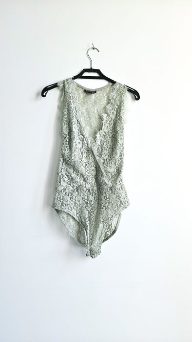Koronkowe body bluzka top miętowy S 36 topshop koronka bluzka