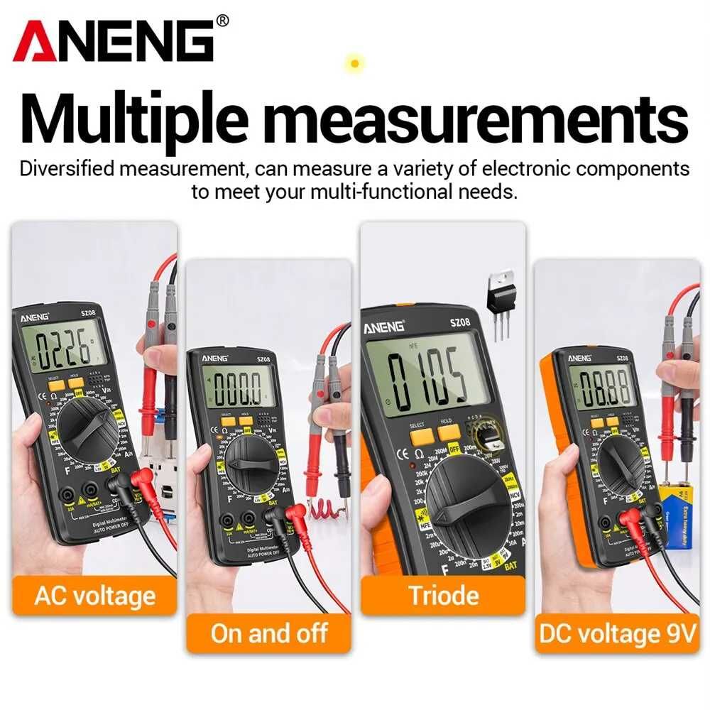 портативний високоточний цифровий мультиметр Aneng SZ08 функція hFE