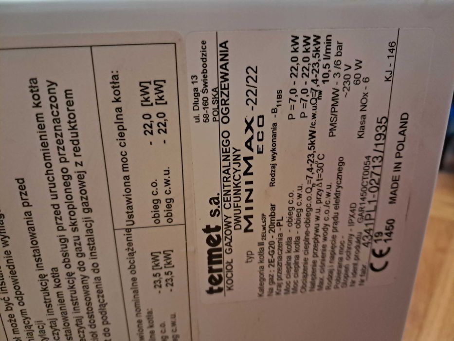 Kocioł gazowy TERMET Mini Max Eco