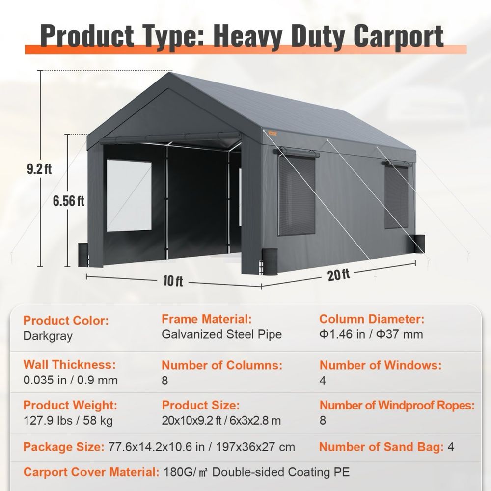 Tenda-garagem VEVOR