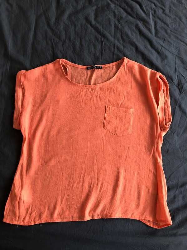 Atmosphere t-shirt bluzka nude krótka oversize 38 brzoskwinia ruda