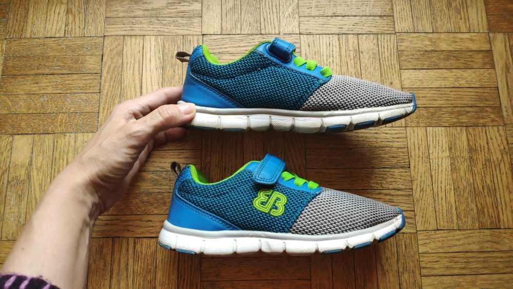 Buty typu adidasy z materiału niebiesko-seledynowe, r. 32