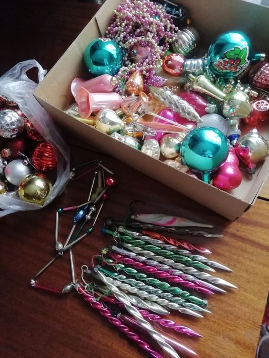 Елочные игрушки СССР, бусы на ёлку