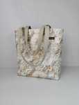Torebka damska shopper bag handmade  ekoskóra  - kwiaty 3d białe