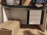 Rozkręcone, kompletne biurko białe z 3 szufladami 55x120cm