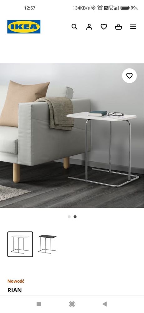 Stolik stoliczek kawowy dostawiany do sofy Rian Ikea