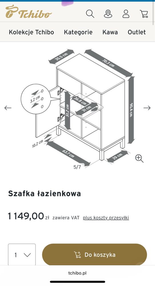 Szafka łazienkowa Tchibo biala na nóżkach