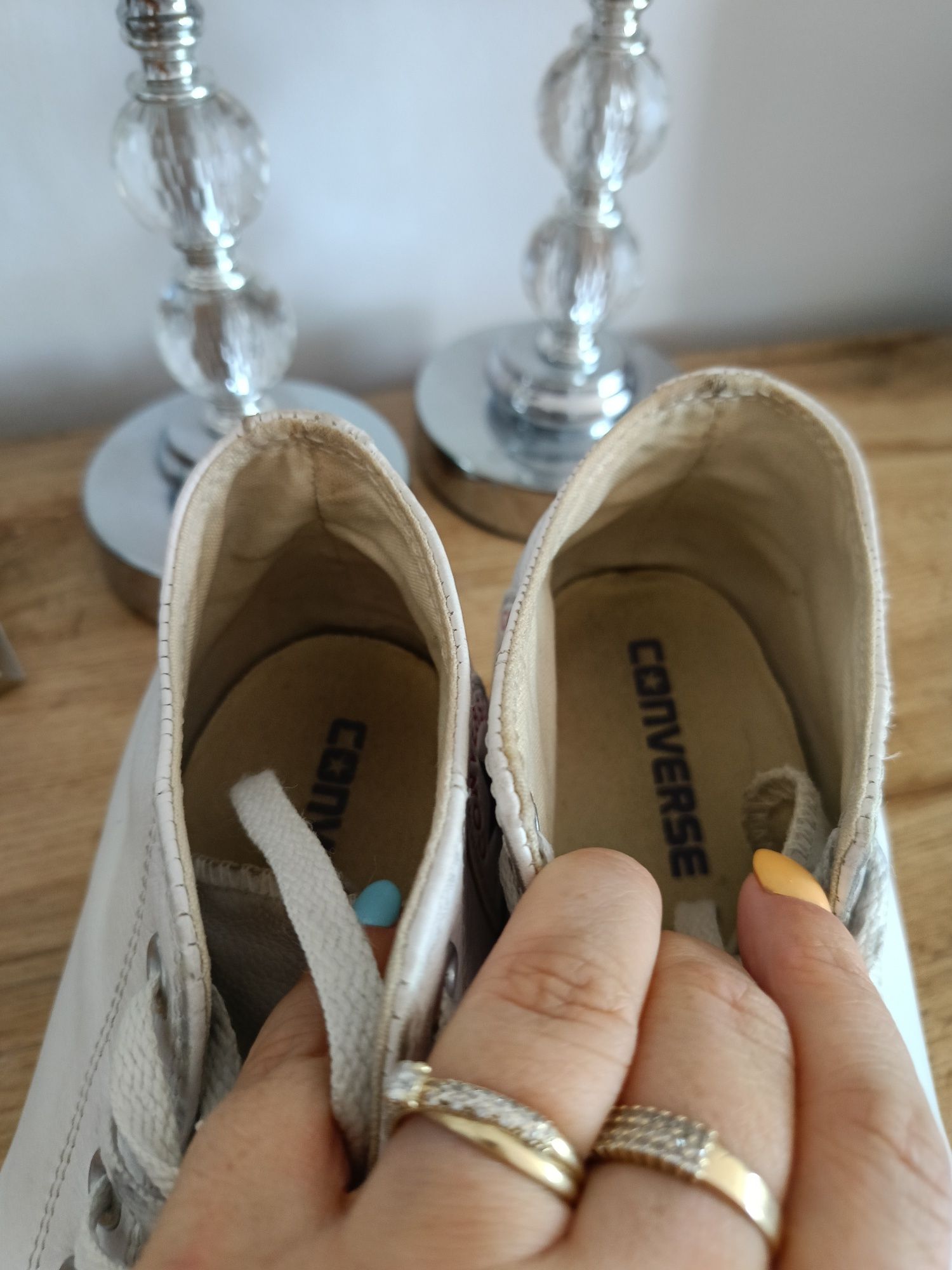 Trampki all Star Converse koturn 40 białe skórzane