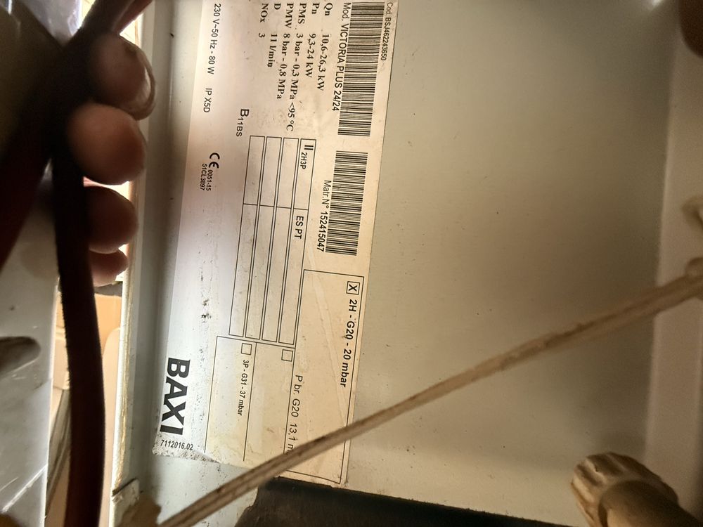 Caldeira gas Baxi Victoria Plus para peças