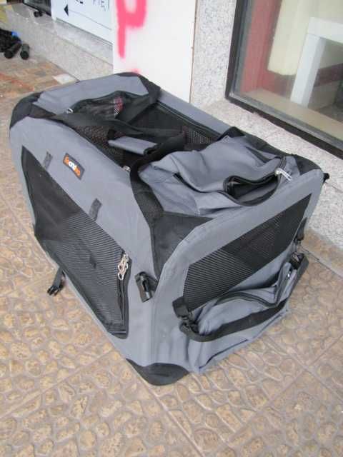 Transporter dla psa skrzynia torba FEANDREA 60x40 cm szara