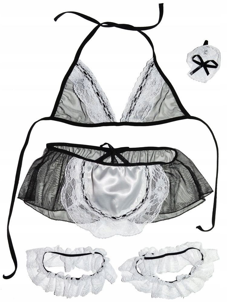Seksowny komplet 5-częściowy kostium przebranie pokojówka Walentynki