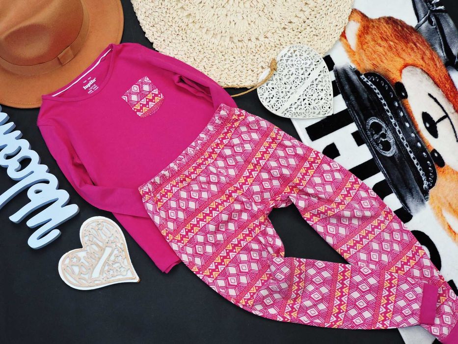 Lupilu - piżamka fuksja wzory , bawełna r 110/116