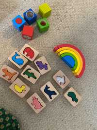 Дерев’яні іграшки сортер кубики тактильні радуга Монтенсорі