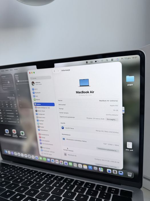 Apple MacBook Air 13,6" M3 16GB RAM 512GB Dysk macOS gwarancja 2025