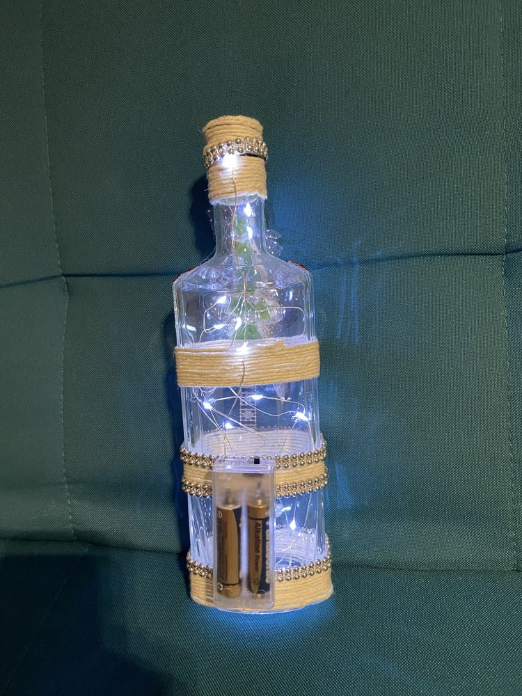 Butelka świecąca ozdoba handmade