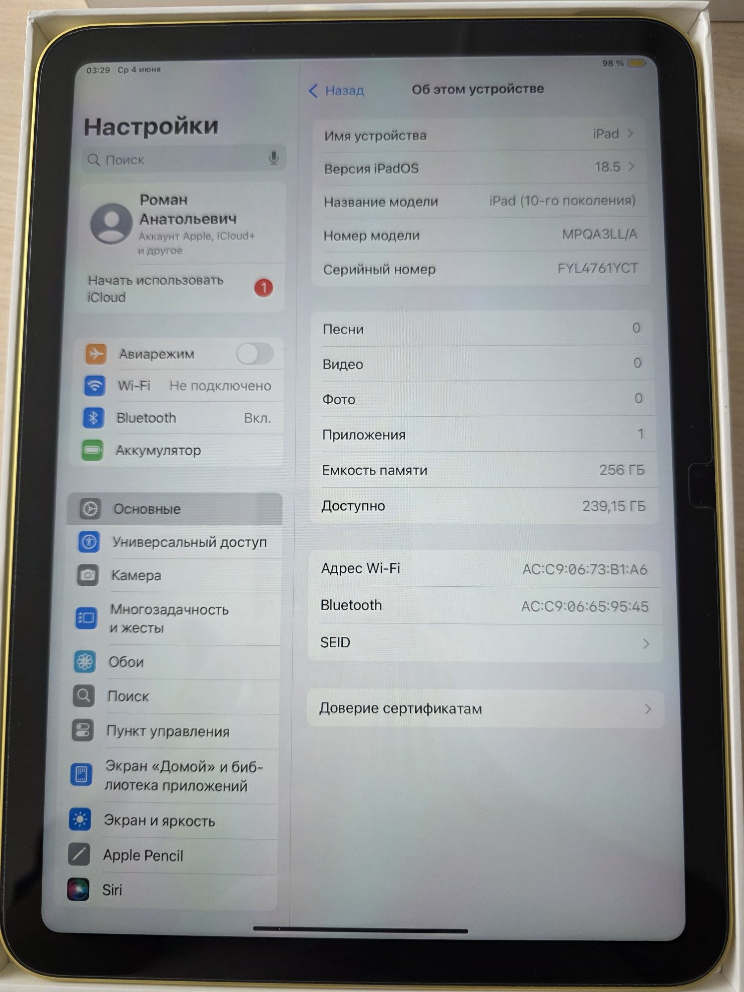 Apple iPad 10,9 2022 256 gb