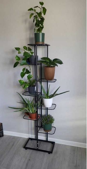 Kwietnik Metalowy Loft 8-poziom Stojak Kwiaty Na Doniczki Metal Czarny