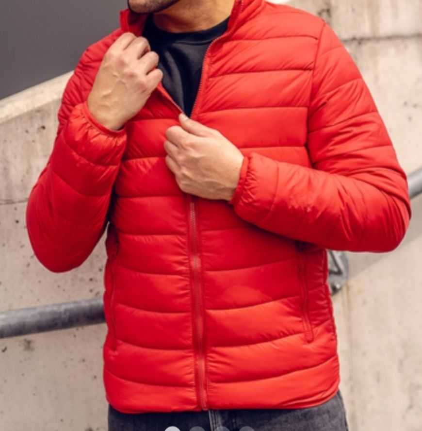 Czerwona pikowana przejściowa kurtka męska Jack&Jones S