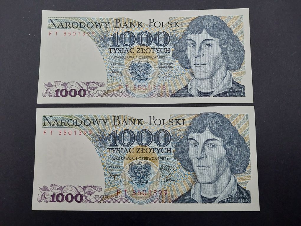 Banknoty 1000 zł.  z 1982 r.