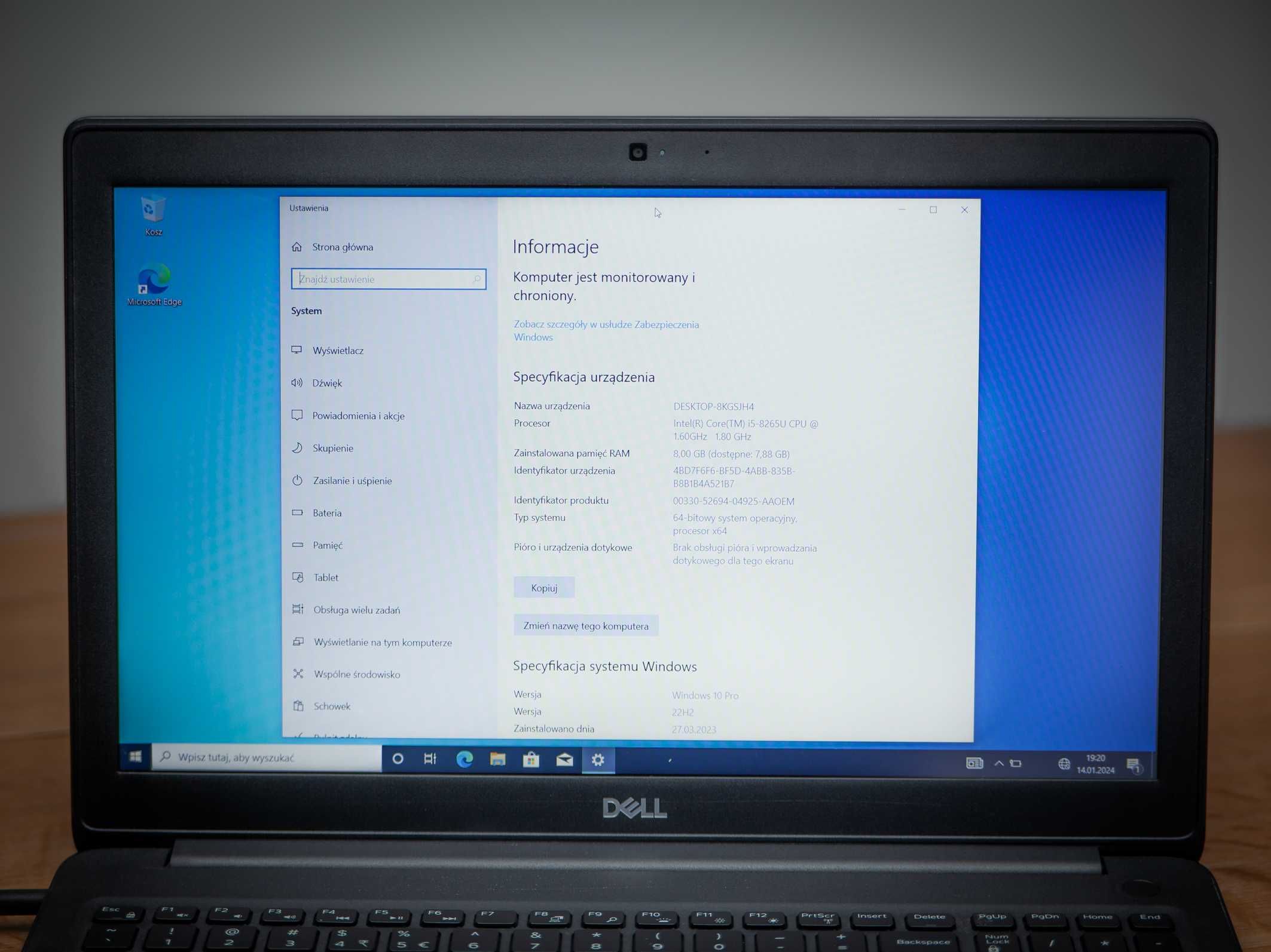 IGŁA Laptop Dell Latitude L3500 i5 8GB 256GB W10P SSD Torba Etui