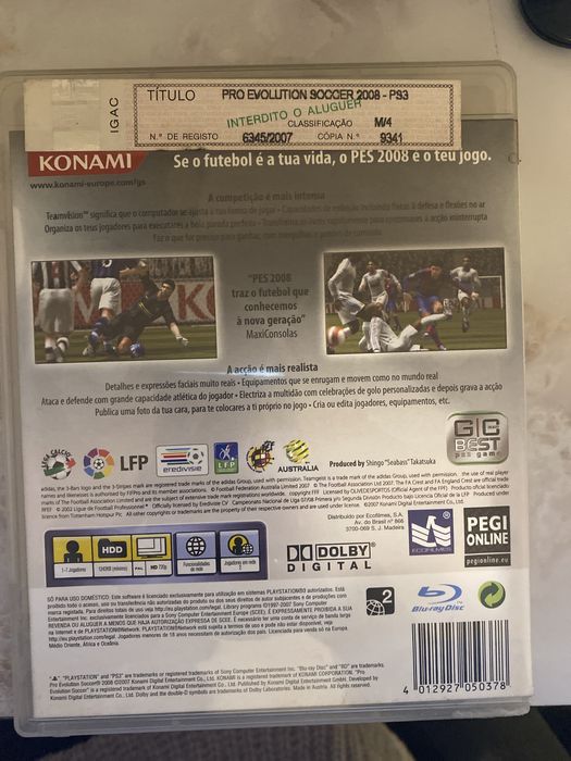 Jogo PES 2008 Pro Evolution Soccer PS3