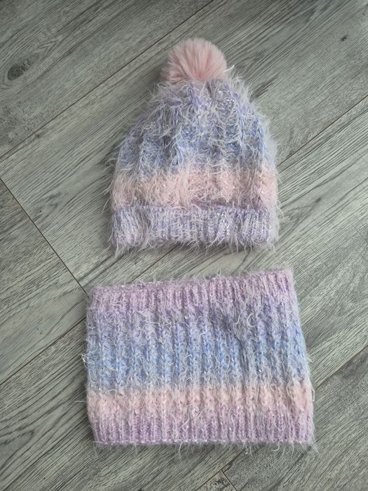 Czapka komin komplet zimowy dla dziewczynki smyk