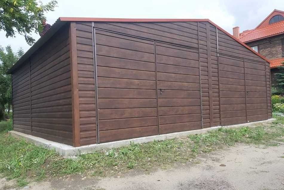 Garaż blaszany 8x6, drewnopodobny garaż blaszany, solidna konstrukcja