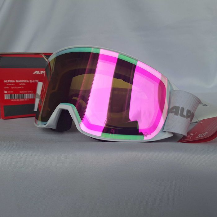 Gogle narciarskie Alpina Nakiska White Q-Lite Pink S1