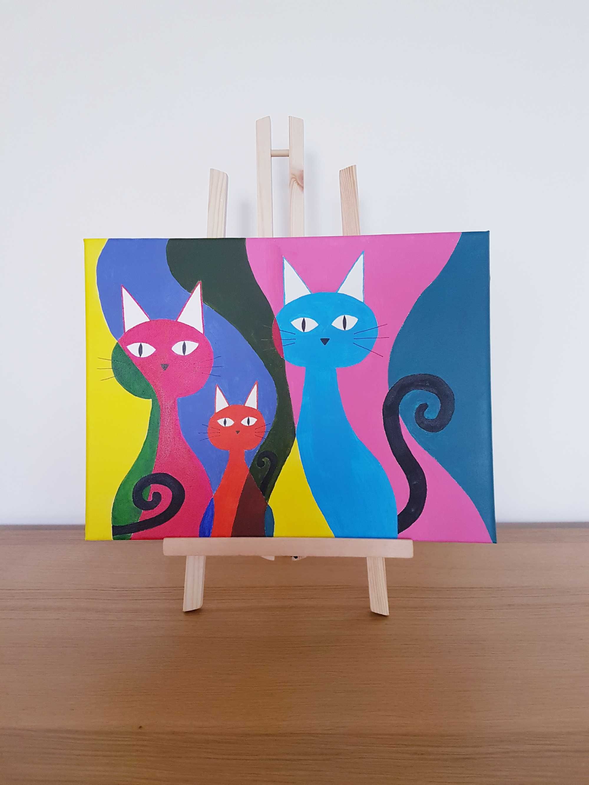 Obraz KOTY kot kolorowy abstrakcja nowoczesny ręcznie malowany