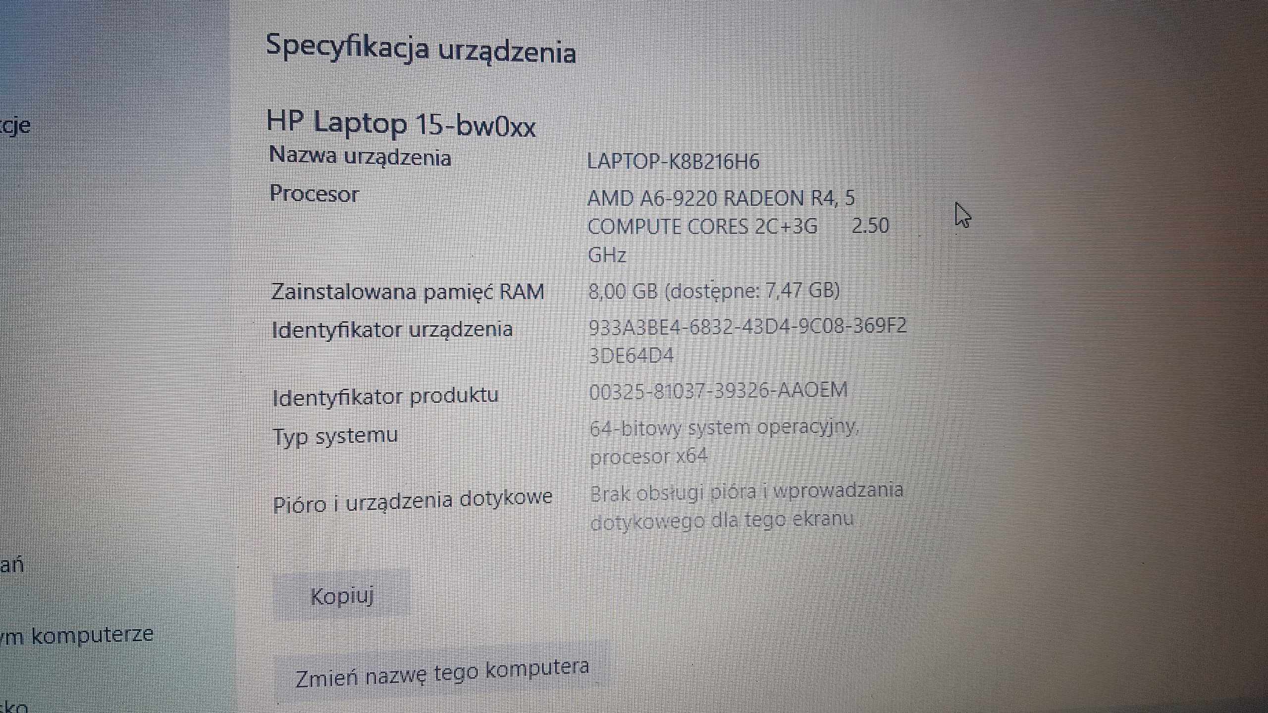 Laptop HP RTL 8723