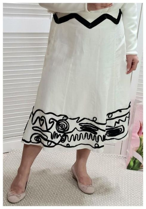 Белая юбка из льна с вышивкой Per Una, р. 50