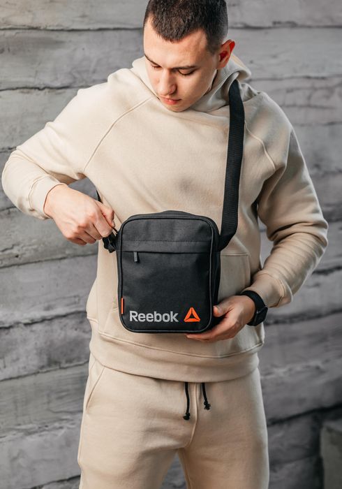 Мужская сумка через плечо Reebok, черная текстильная барсетка рибок