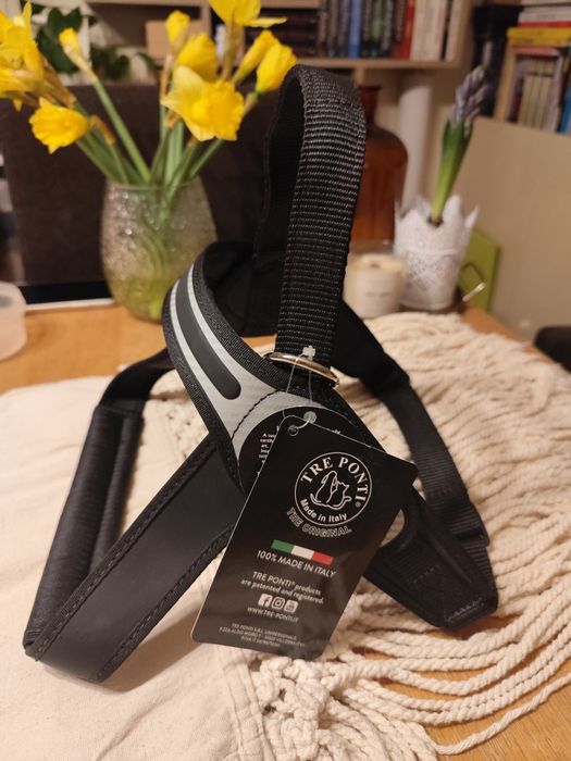 SZELKI dla psa TRE PONTI  75-95 cm - czarno-szare Z ODBLASKAMI mocne