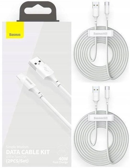 2X Baseus Kabel Usb - Usb-C 1,5M 40W 5A Do Samsung