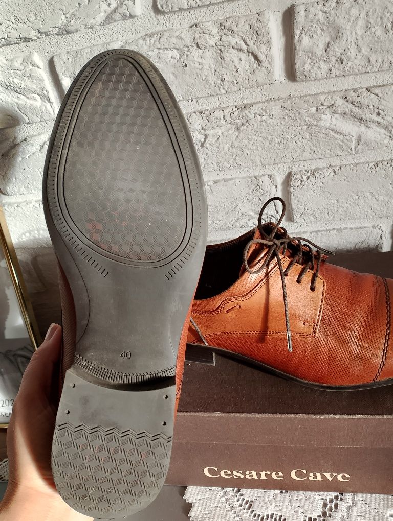 Buty pantofle 40 męskie camelBrąz elegancki półbuty bierzmowanie nowe