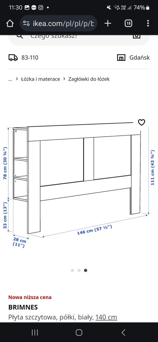 Zagłówek Ikea Brimnes