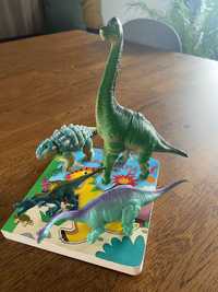 Dinozaury, książeczka + 4 sztuki figurek Dino