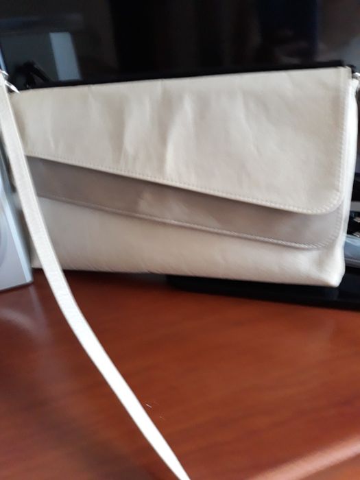 Клатч светло-бежевый из натуральной кожи, производство Польши