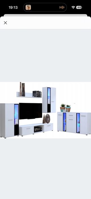 Zestaw mebli do salonu komoda bez oswietlenia