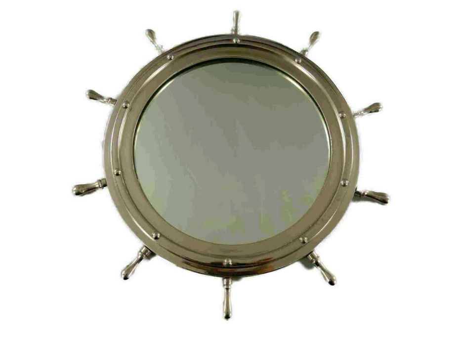 Lustro koło sterowe srebrne 39 cm NauticDecor